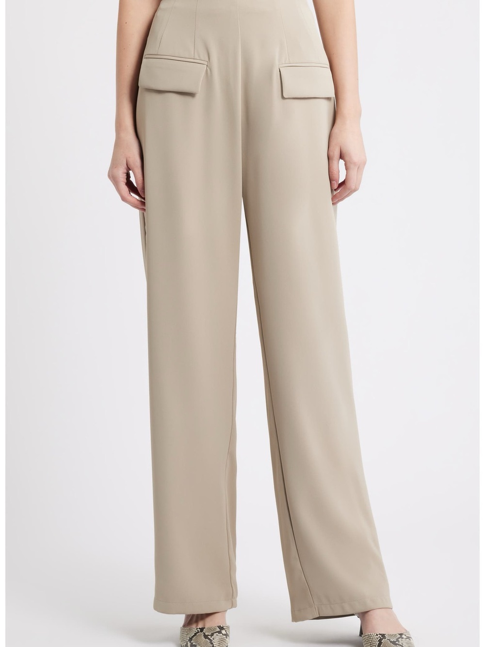 High-Rise Wide-Leg Pants in Taupe